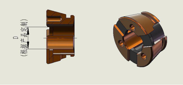（彈性夾頭示意圖:<也叫筒夾，內(nèi)孔尺寸 D 可訂做>）